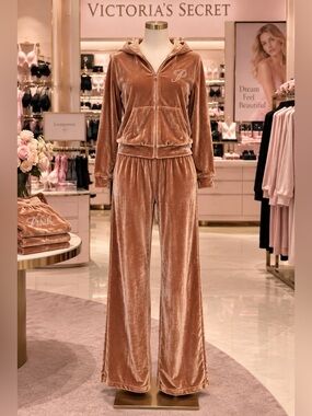PINK Victoria's Secret Velour Set in Tan